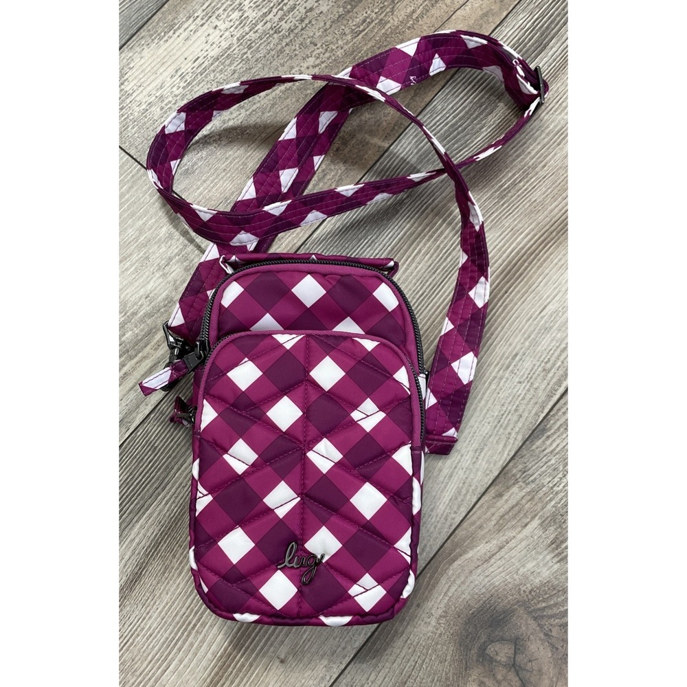 Lug‎ Skeeter Mini Convertible Crossbody Belt Bag Gingham Berry RFID Pocket